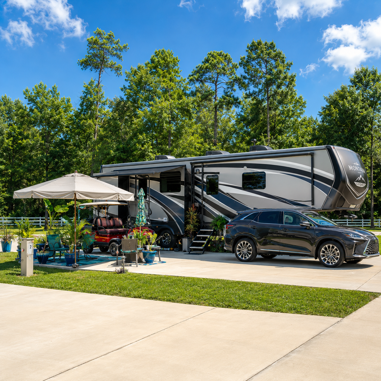 Premier pull-through RV site at Island Creek Campground