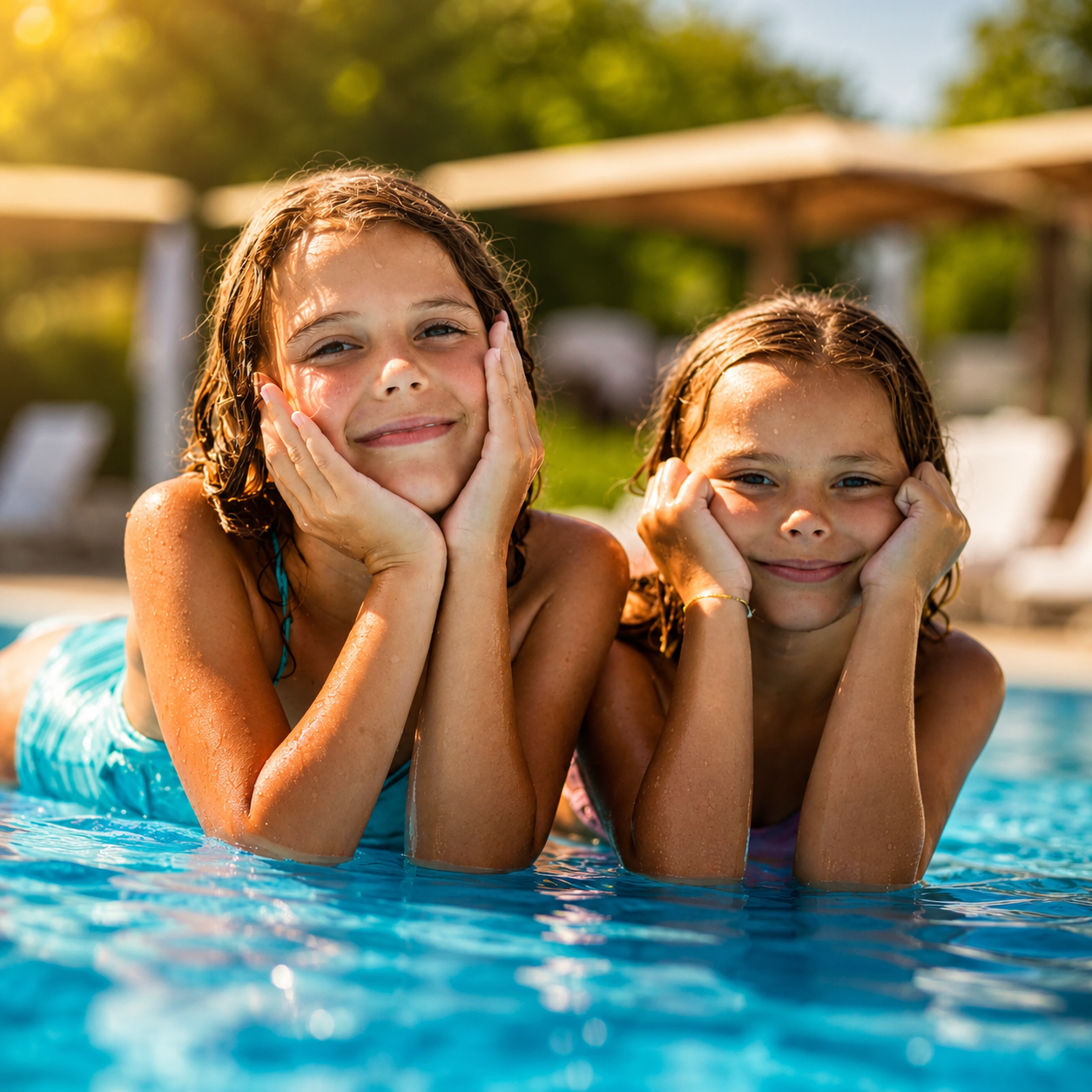 Kids cooling off in the pool
