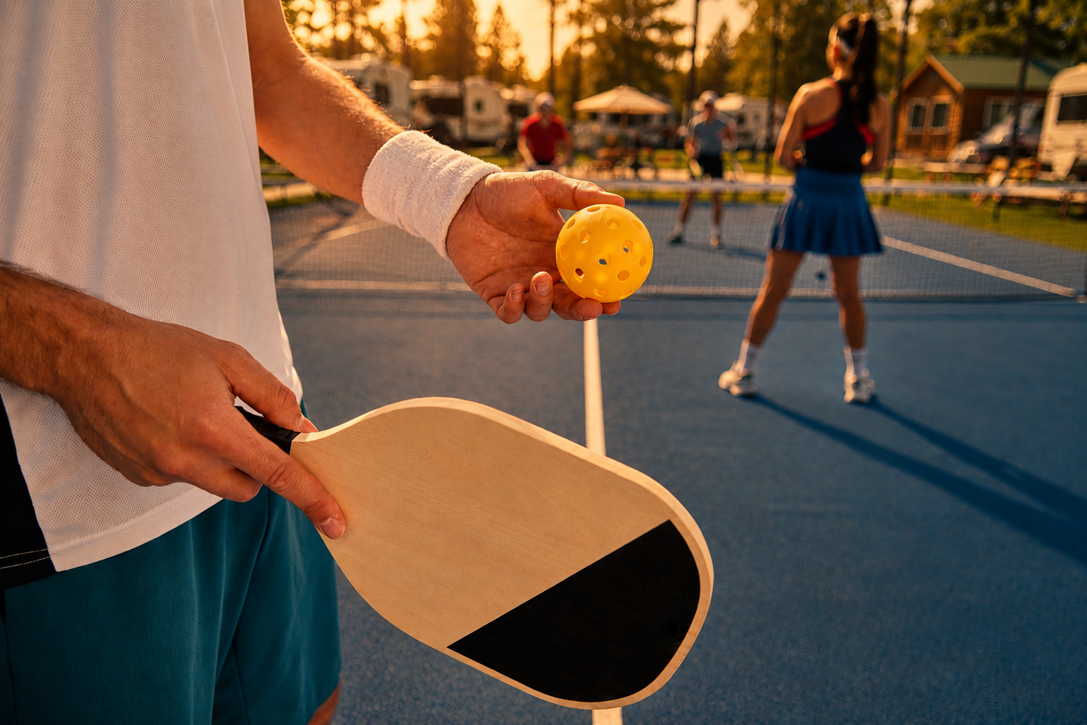 Pickleball at sunset at Island Creek Campground
